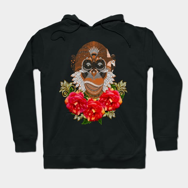 Day Of The Dead Brown Monkey Hoodie by Atteestude